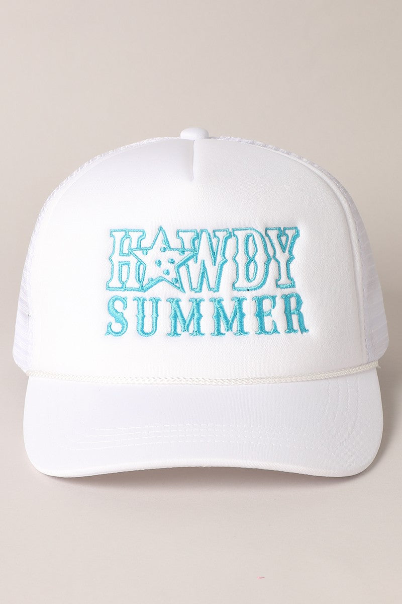 Howdy Summer White and Turquoise Mesh Trucker Hat