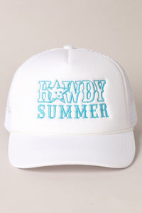 Howdy Summer White and Turquoise Mesh Trucker Hat