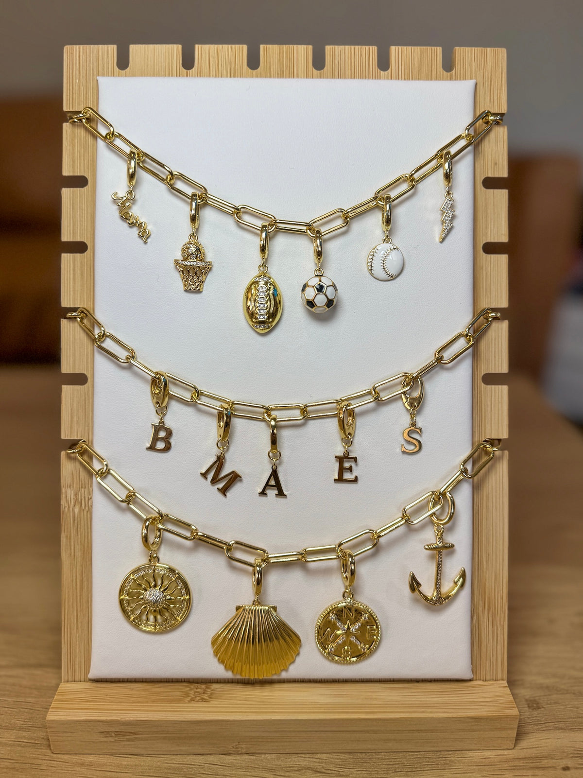 Charm necklace charms 18k gold plated interchangeable clasp. Charm bar. Custom necklace. 