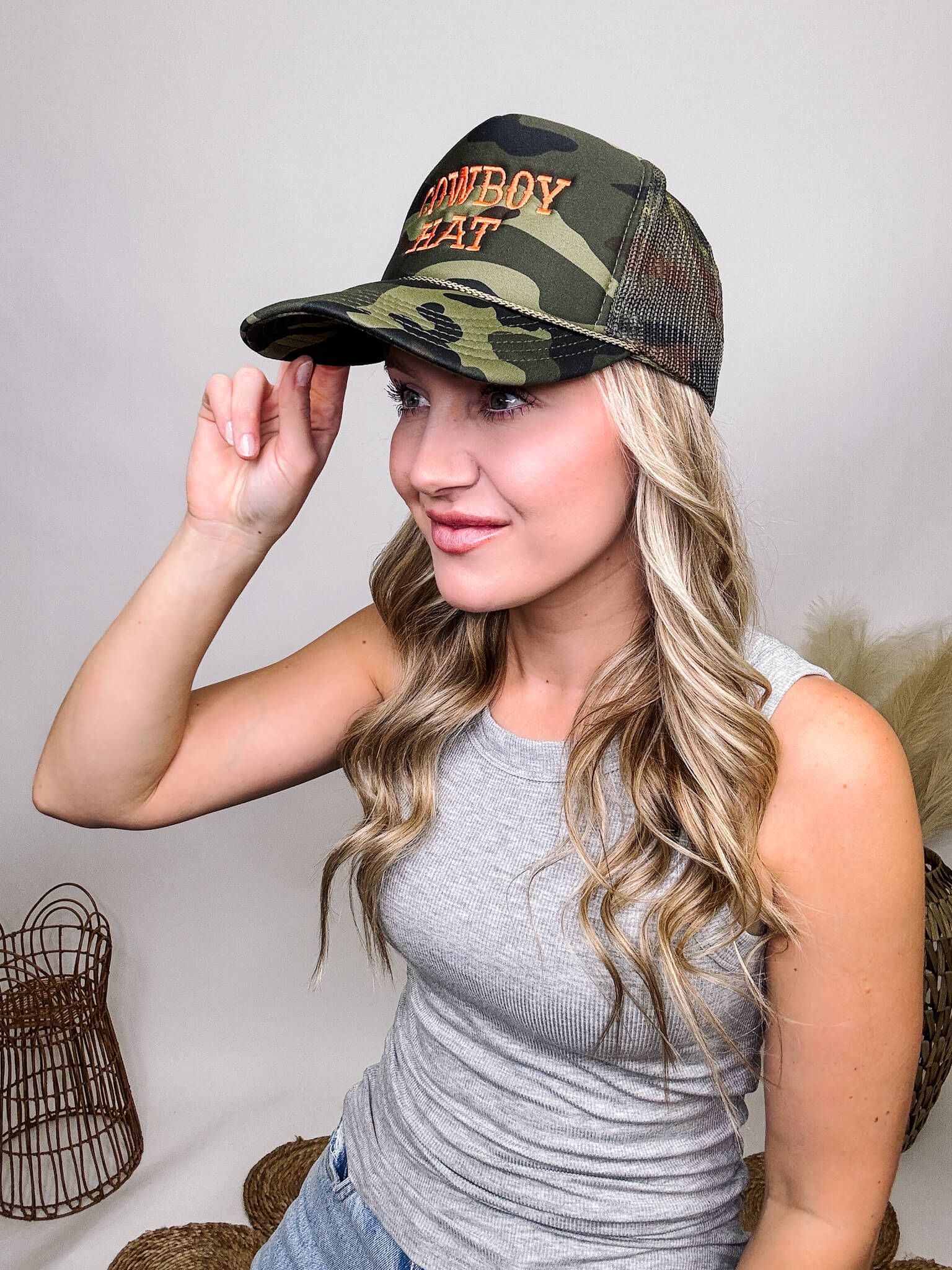Women's Cowboy Hat Camo Mesh Trucker Hat | Bmaes Boutique