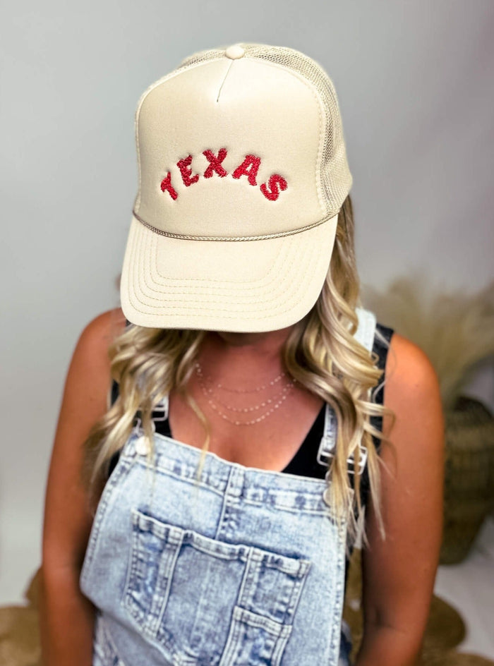 Texas Embroidered Western Khaki Mesh Trucker Hat
