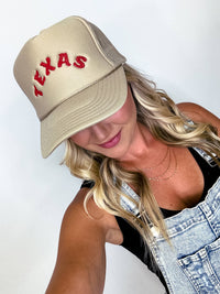 Texas Embroidered Western Khaki Mesh Trucker Hat