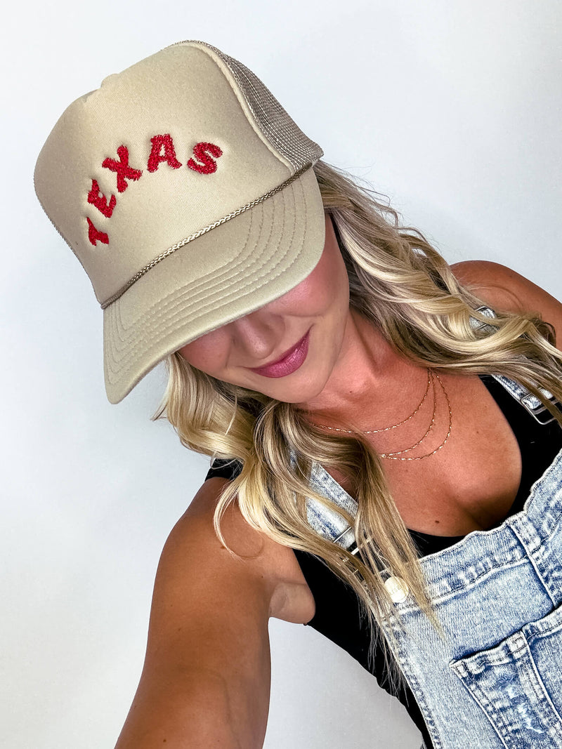 Texas Embroidered Western Khaki Mesh Trucker Hat