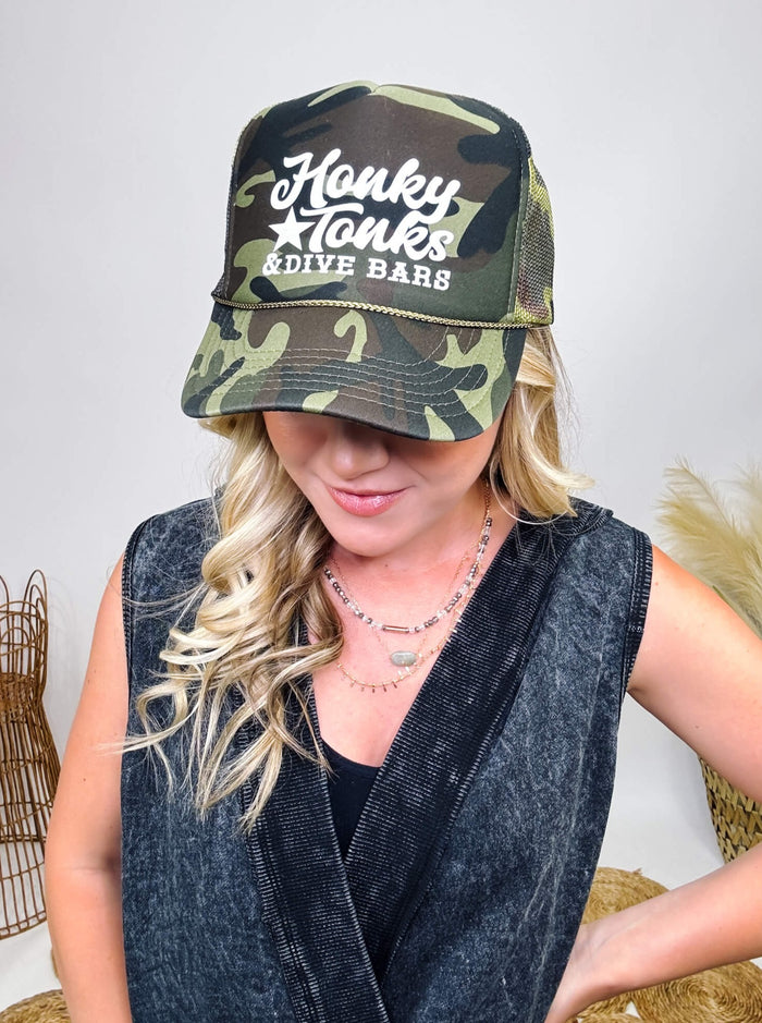Honky Tonks & Dive Bars Camo Mesh Trucker Hat