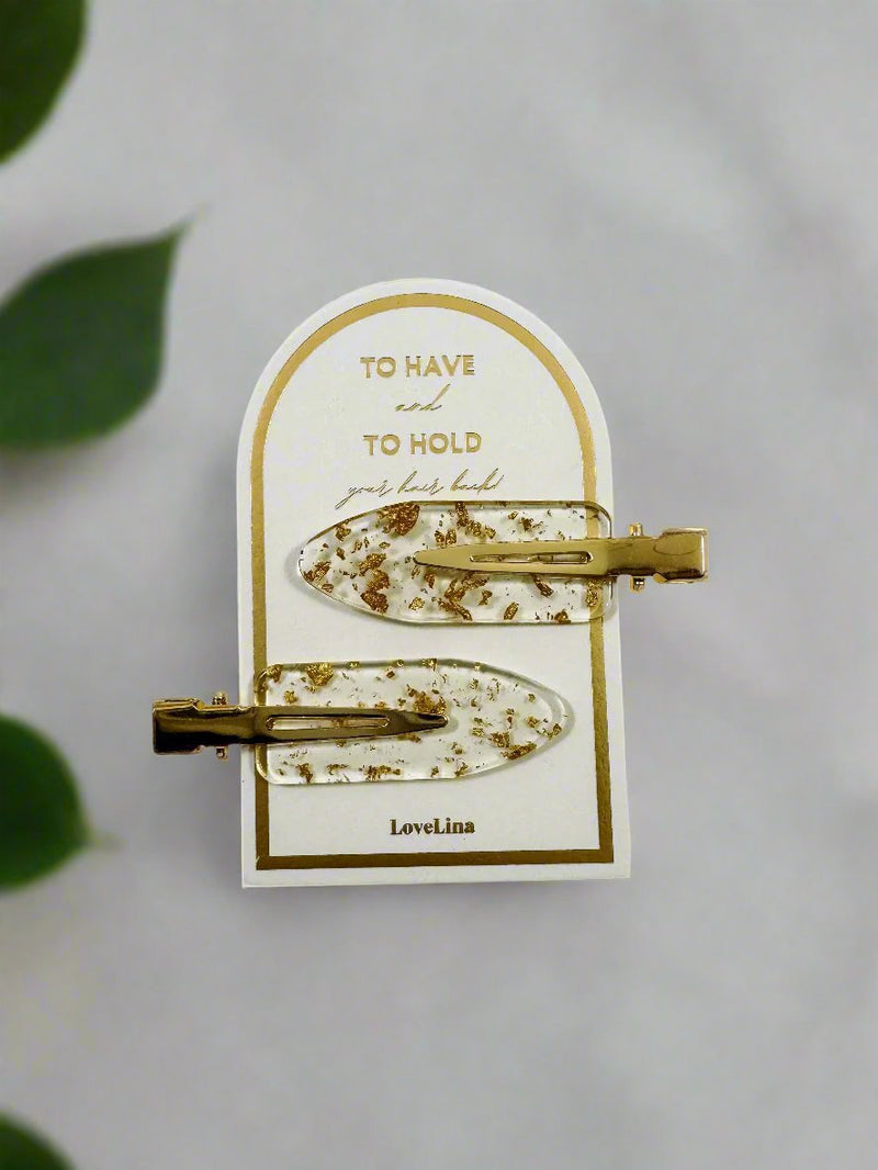 gold speckled creaseless hair clips for makeup