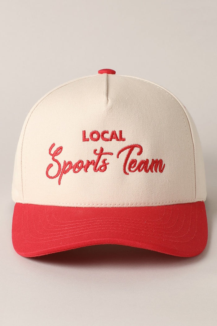 Local Sports Team Vintage Red Two-Toned Canvas Snap-Back Trucker Hat