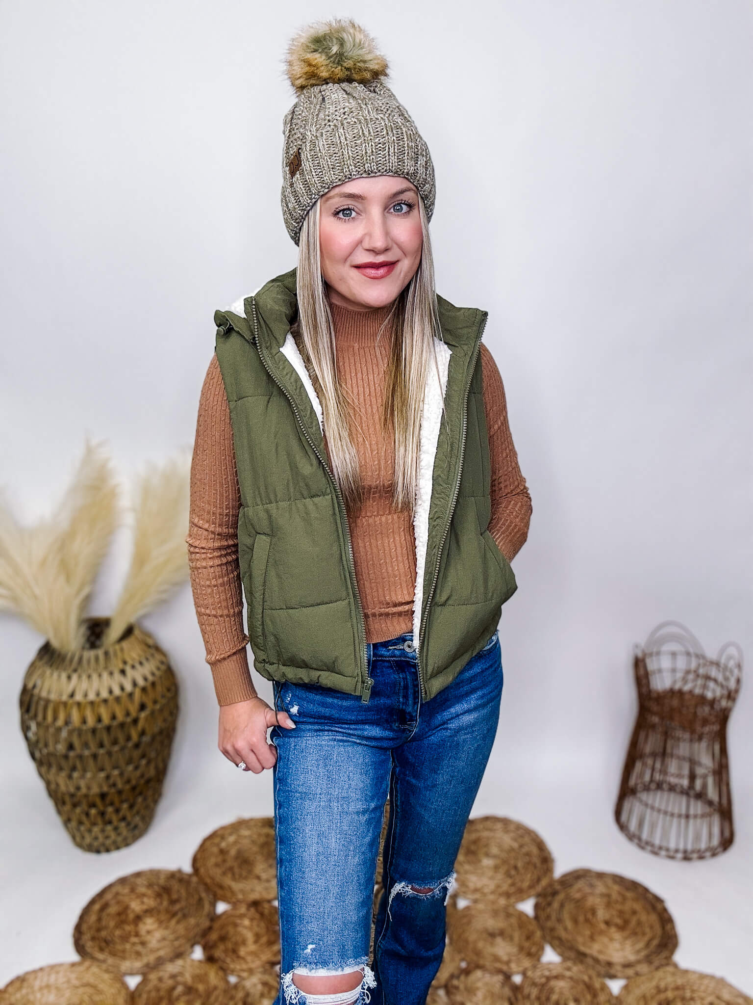 Fleece lined hot sale puffer vest