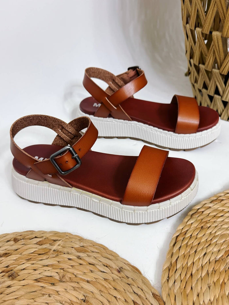 MIA Hayley Platform Sandals Brown Faux Leather Soft Comfortable Material Buckle Ankle Strap Contoured Comfortable Footbed  Platform Sandal  Brooke sized down 1/2 a size.