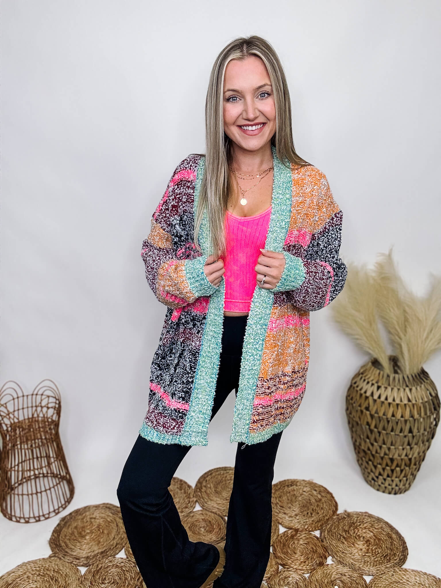 Long deals colorblock cardigan