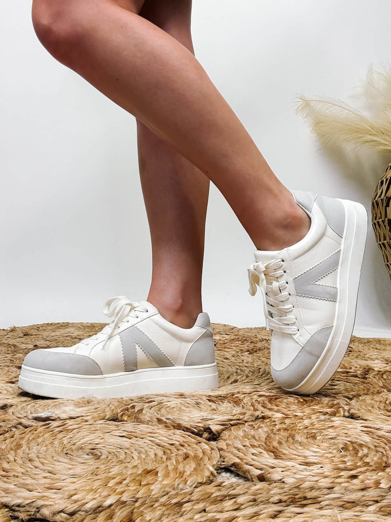 Off White Astra Sneakers by MIA  Lace Up Contoured Comfortable Footbed  Slight Platform