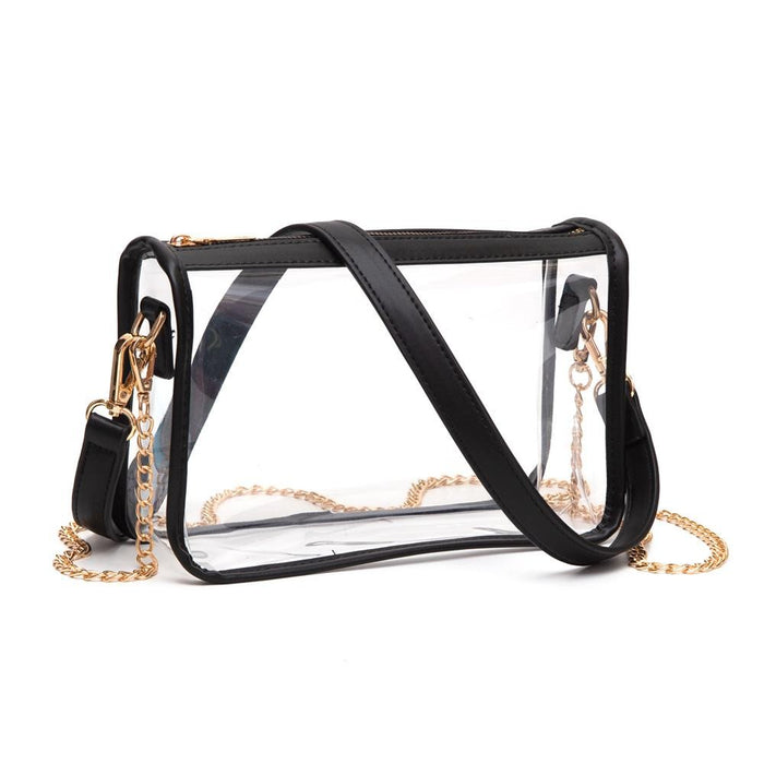 Clear Crossbody Bag With Black Vegan Leather Trim and Two Removable Straps