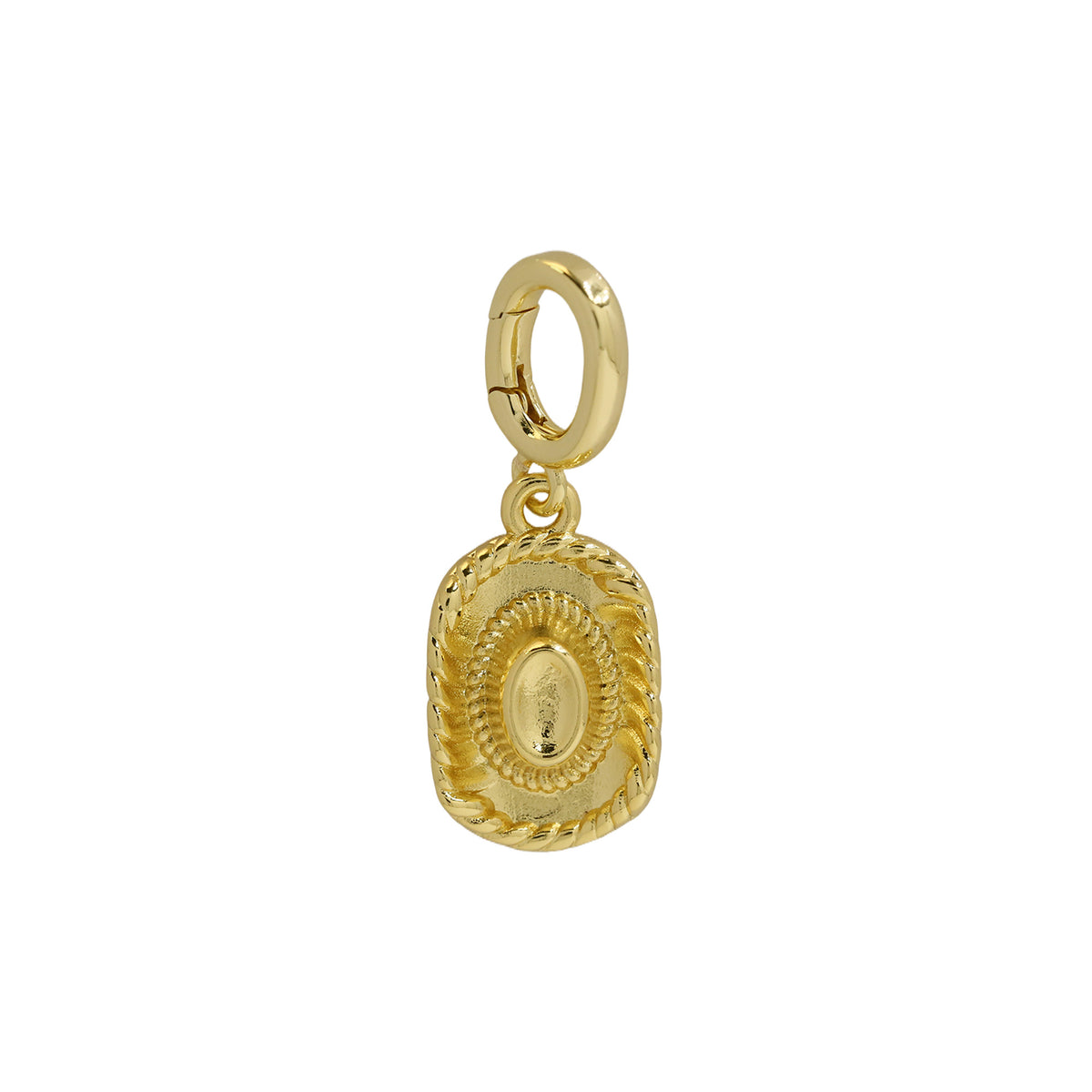 Gold-plated Cowgirl Hat Charm with interchangeable clasp, perfect for bohemian-inspired jewelry and gifting at Bmaes Boutique.