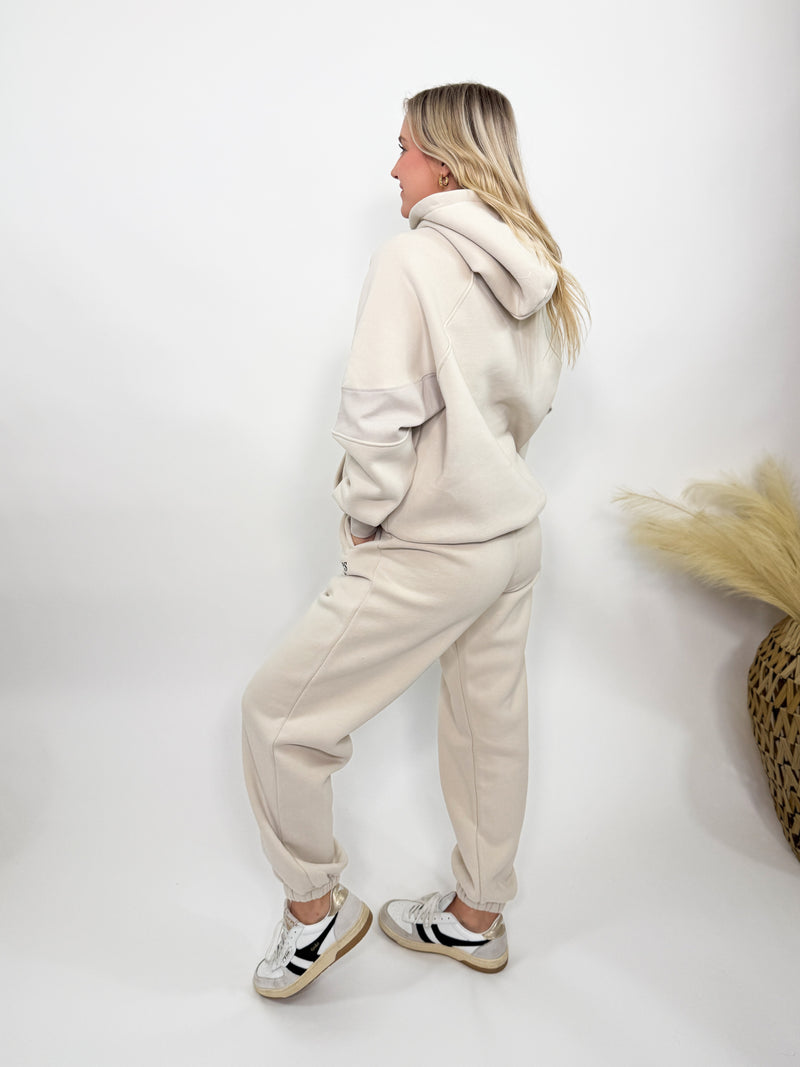 Cream Fleece-Lined Luxury Lounge Oversized Bmaes Hoodie