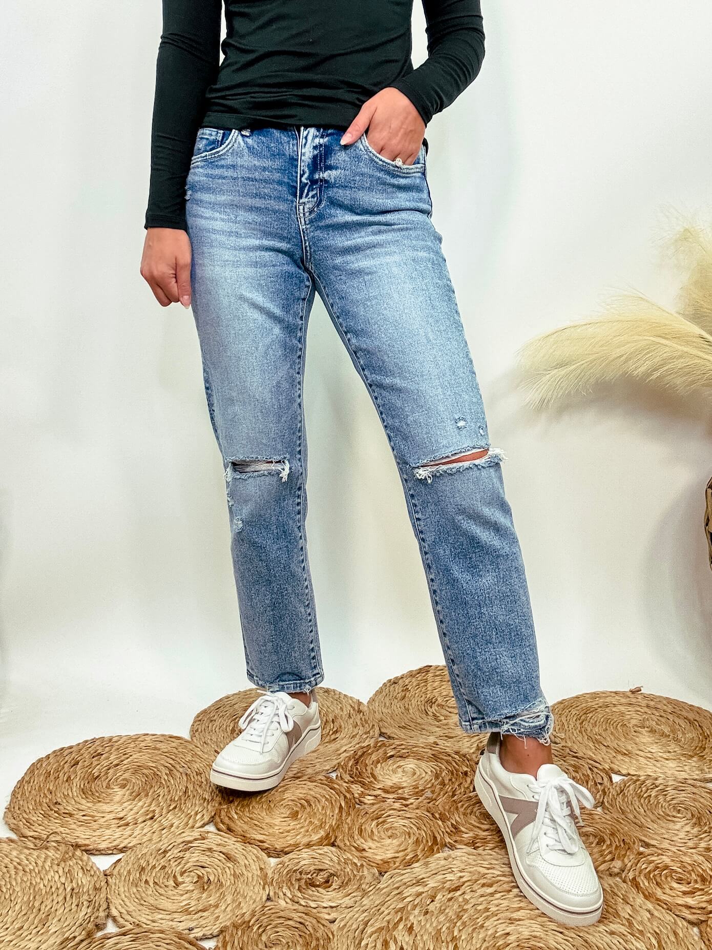 Stretchy distressed shops jeans