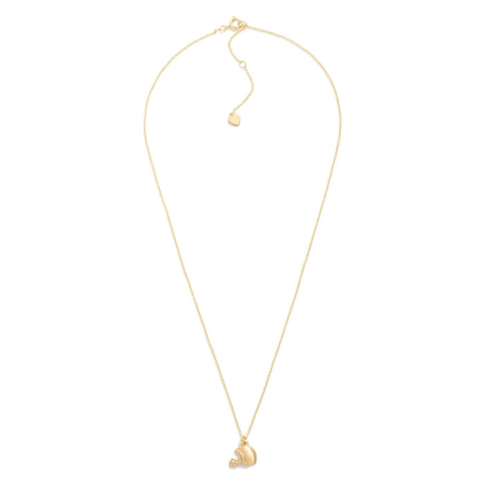 Dainty Chain Link Necklace Featuring Gold Colored Football Helmet Pendant