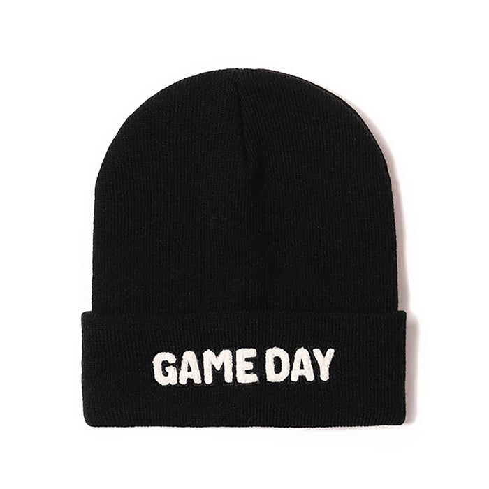 Game Day Chenille Patch Knit Black Beanie