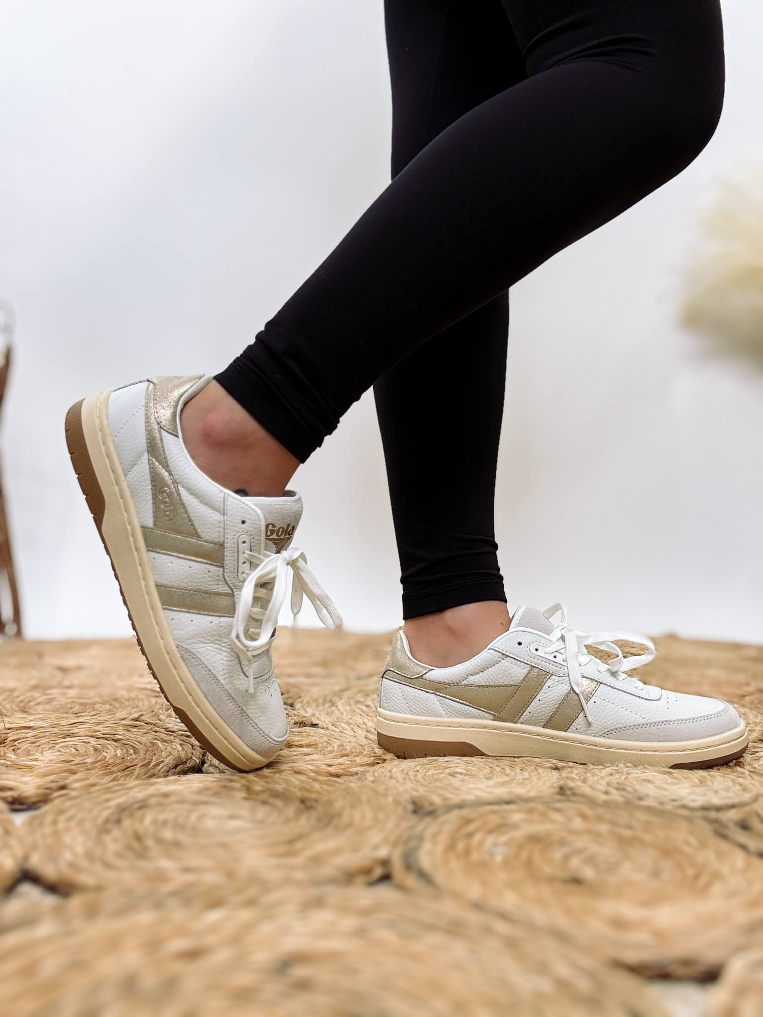 Gola Women s Falcon Mirror Sneakers in White Gold Bmaes Boutique