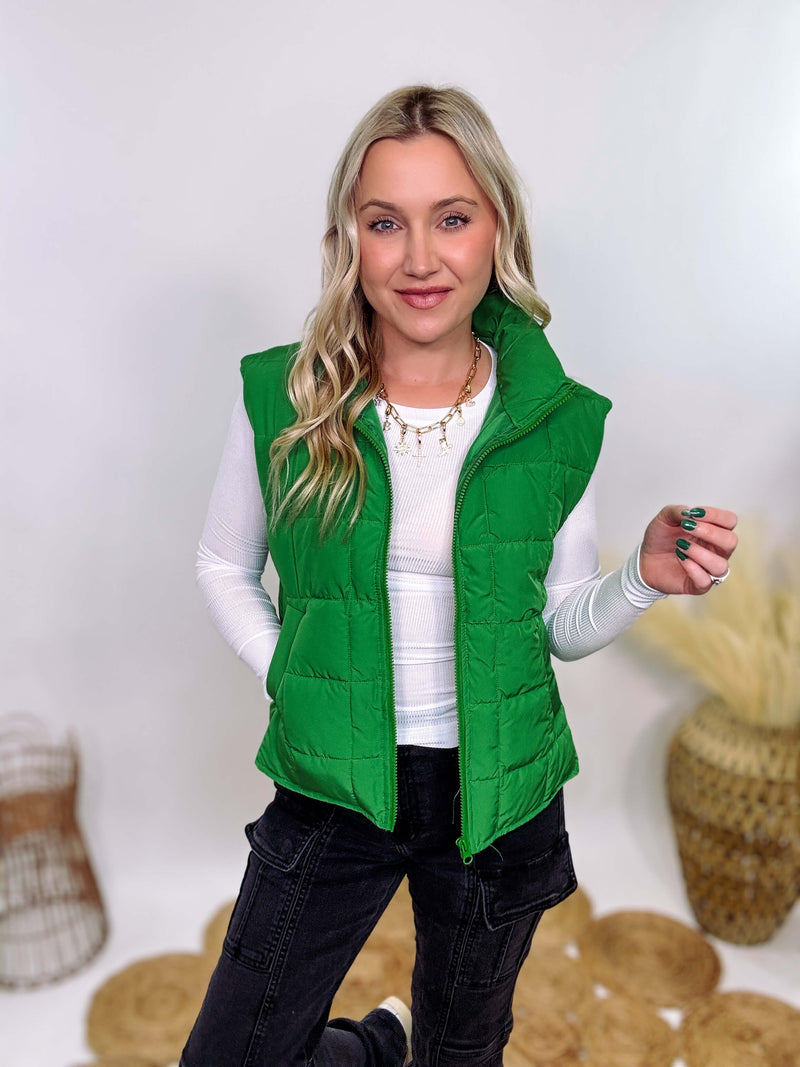 Green Padded Puffer Vest