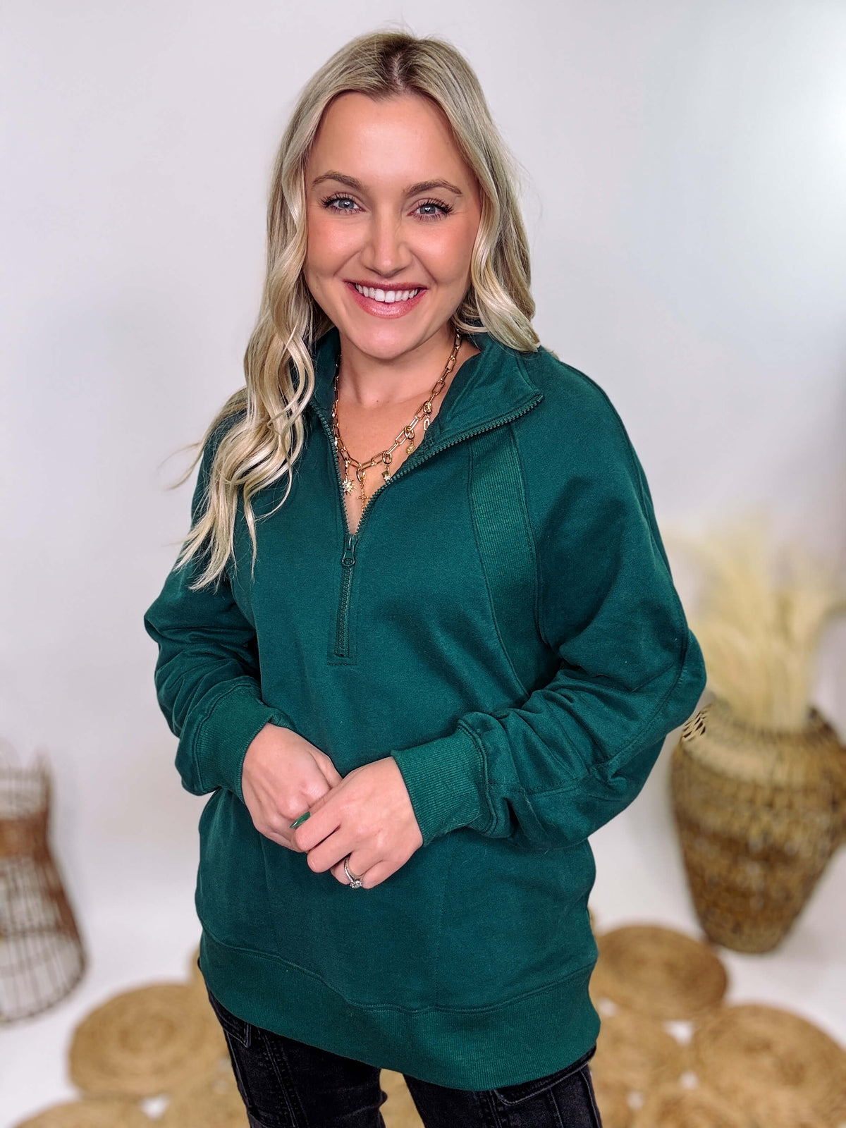 Hunter Green Quarter Zip Pullover