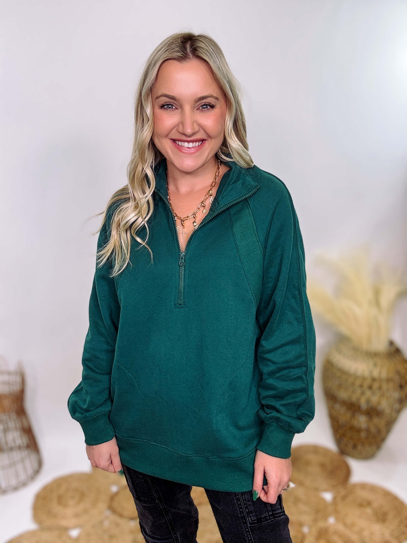 Hunter Green Quarter Zip Pullover