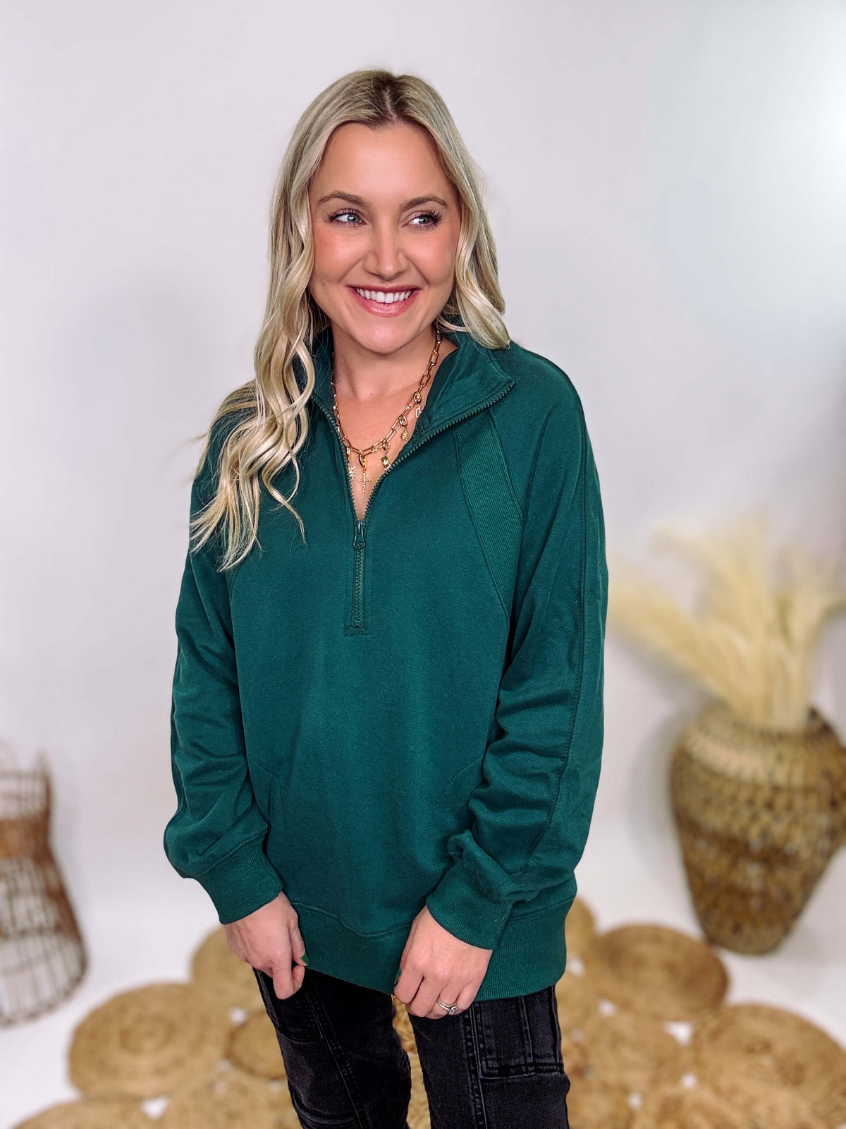 Hunter Green Quarter Zip Pullover