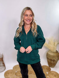 Hunter Green Quarter Zip Pullover