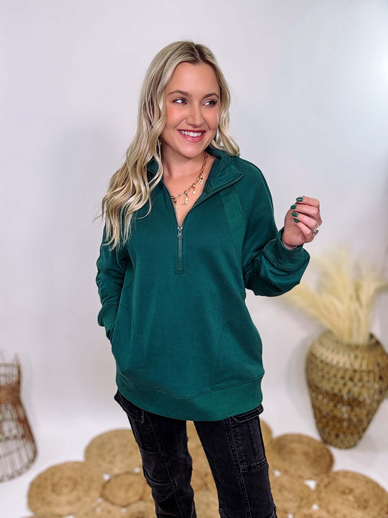 Hunter Green Quarter Zip Pullover