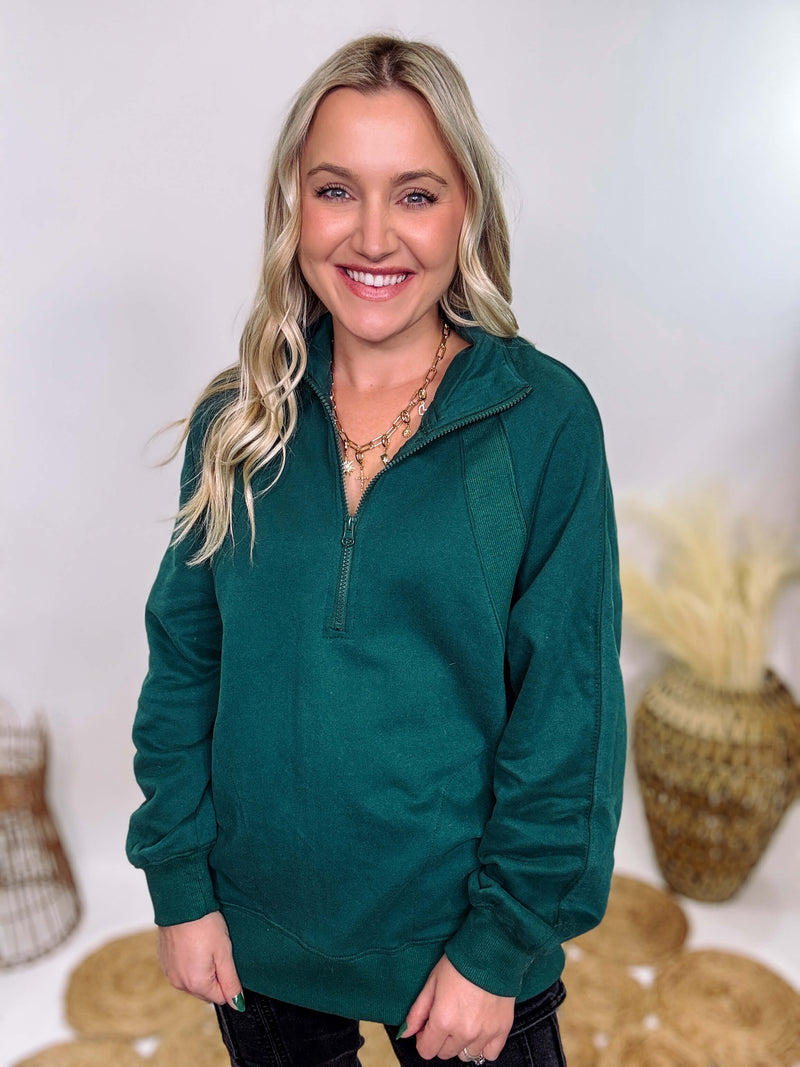 Hunter Green Quarter Zip Pullover