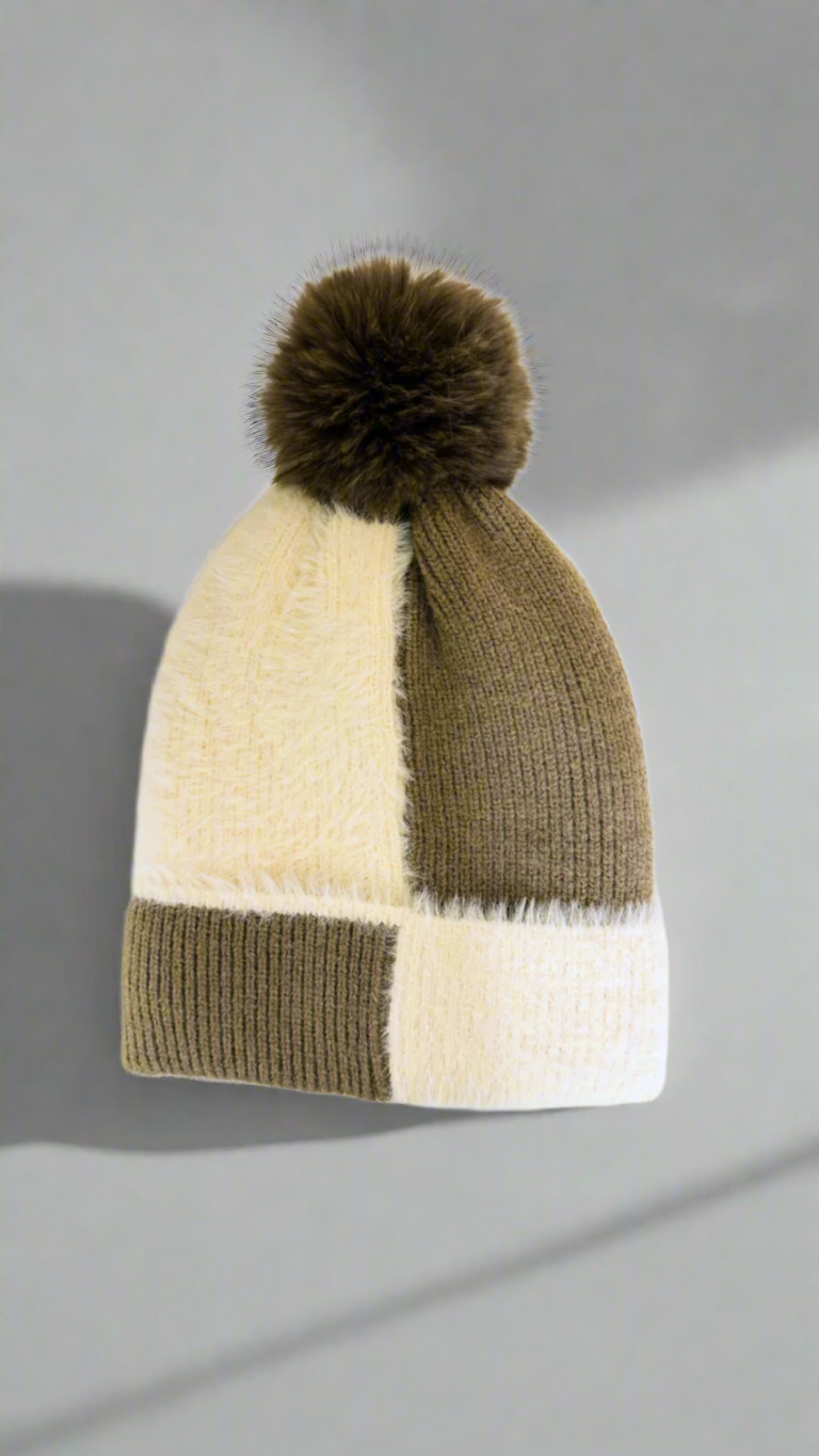 neutral two tone beanie