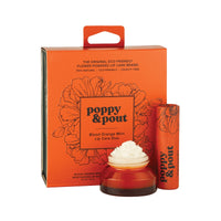 Blood Orange Mint Lip Care Duo by Poppy & Pout - Exfoliating Lip Scrub and Hydrating Lip Balm in eco-friendly packaging.