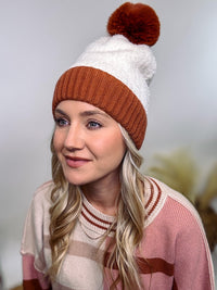 rust beanie with sherpa lining