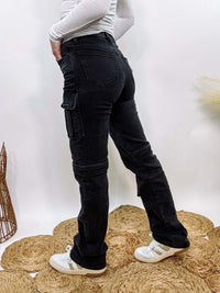 Vintage Black Cargo Straight Leg Tracey Hidden Jeans