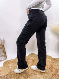 Vintage Black Cargo Straight Leg Tracey Hidden Jeans