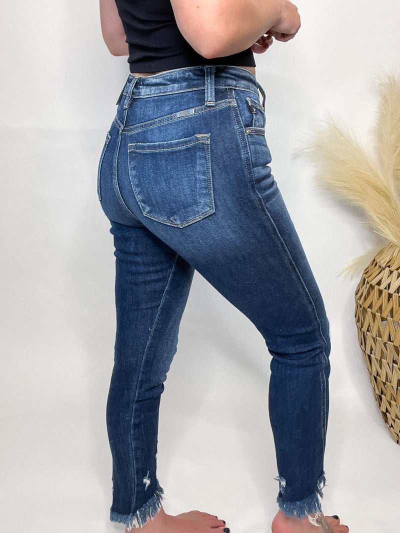 KanCan High Rise Frayed Straight Jeans